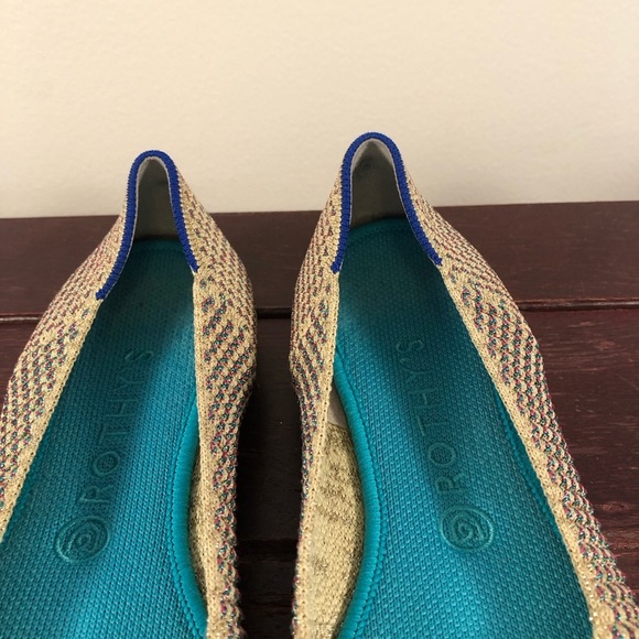 Rothy's Captor Round Toe Flats in Gold/Pink and Turquoise Size 10 - Picture 5 of 10